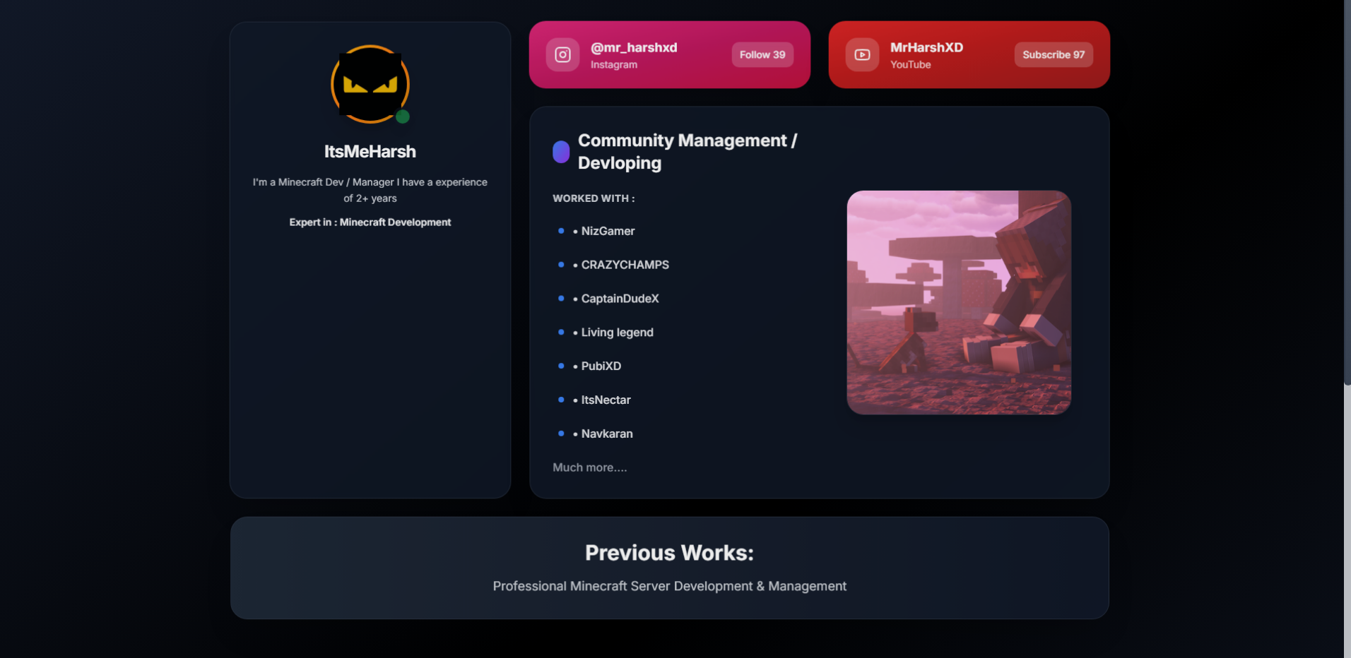 ItsMeHarsh Portfolio website screenshot